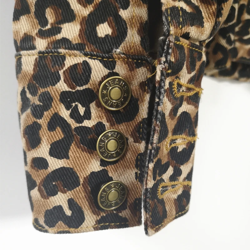 Very best Flectit Women Leopard Denim Jacket Loose-Fit Long Sleeve Bomber Jackets Vintage Animal Print Jeans