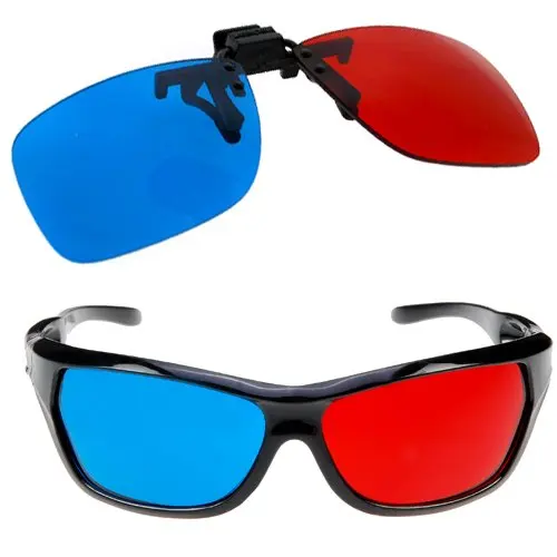 SCLS New 2x Red and Cyan Glasses Fits over Most Prescription Glasses for 3D Movies, Gaming and TV (1x Clip On 1x Anaglyph