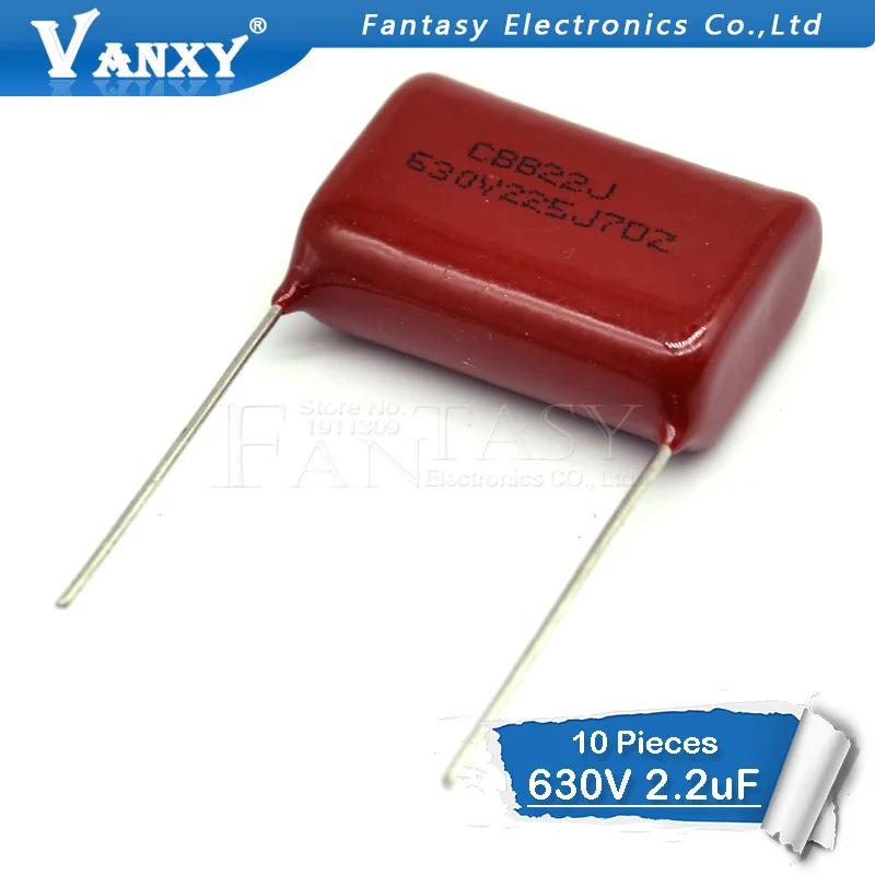 10 шт. 630V225J Шаг 25 мм 2 мкФ 2200NF 225 630V CBB полипропиленовый пленочный конденсатор|film