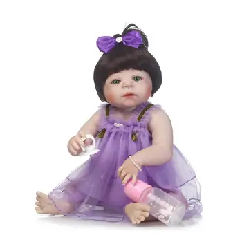 

New 23"Full Silicone Bebe Reborn Baby Girl Princess Dolls Lifelike Newborn Babies Alive Doll for Child Bath Shower Bedtime Toy