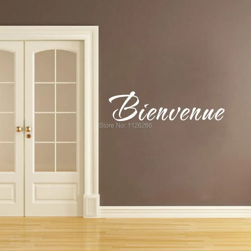 

French Quote Bienvenue Wall Decals for Living Room Welcome Art Mural Lettering Carved Wall Sticker Home Decor