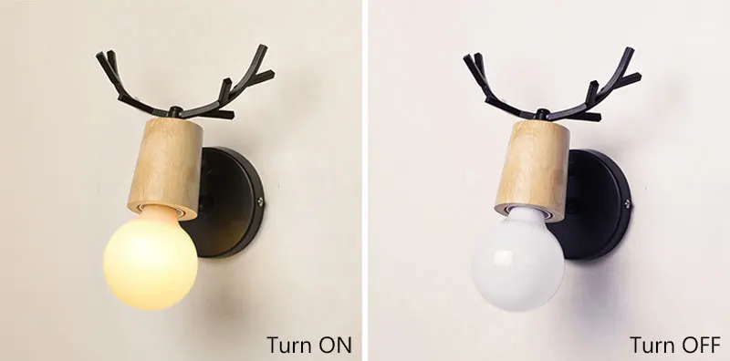 Nordic Creative Deer Antlers LED Wall Lamp Modern Wooden White Black Bedside Lights For Living Room Bedroom Corridor Wall Lights (10)