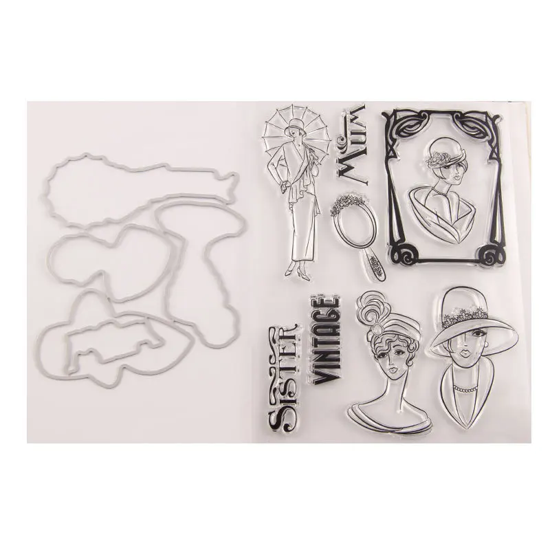 

KLJUYP Lady Transparent Clear Silicone Stamp Cutting Dies Set for DIY scrapbooking/photo album Decorative
