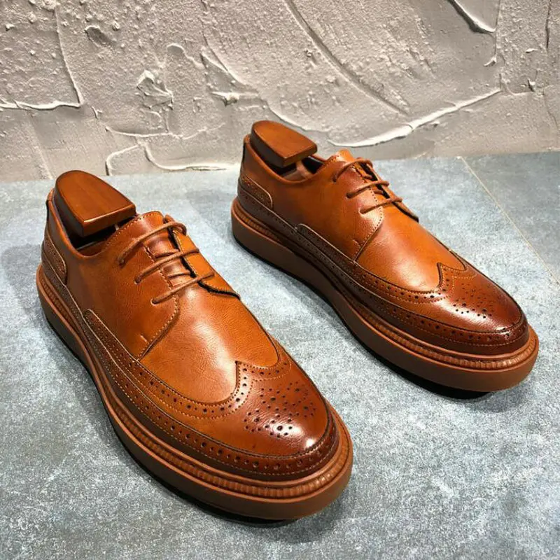 Luxury Brand Men's Oxfords Men Leather Dress Shoes Formal Wedding Party Shoes For Men Retro Brogue Business Shoes A21-40