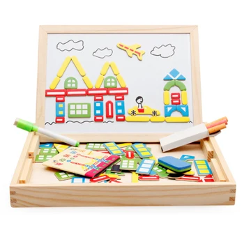 

Wooden Toy Multifunction Educational Farm Jungle Animal Wooden Magnetic Puzzle Kids Jigsaw Baby's Drawing Board Dropshipping 029