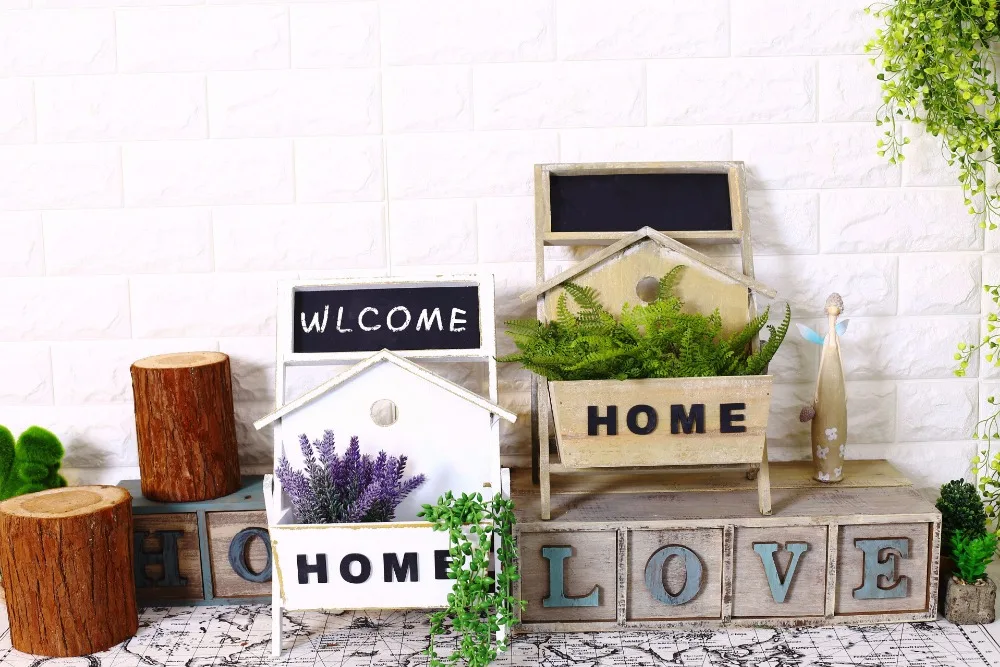 American Pastoral Wood Pergola Blackboard Stents Flower Basket Cafe Flower Shop Home Garden Decoration