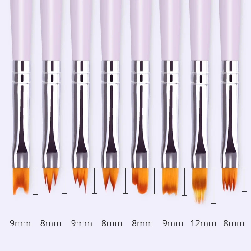 1 шт., градиентная акриловая кисть для рисования, УФ-гель, ручка для рисования цветов, фиолетовая ручка, инструмент для маникюра, маникюра, дизайна ногтей, аксессуары, 8 узоров