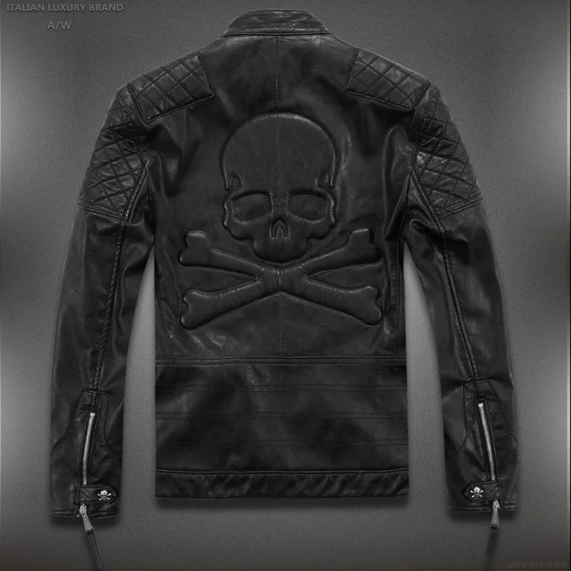  Chaud Haute qualité nouveau printemps mode en cuir vestes hommes hommes en cuir veste marque moto e