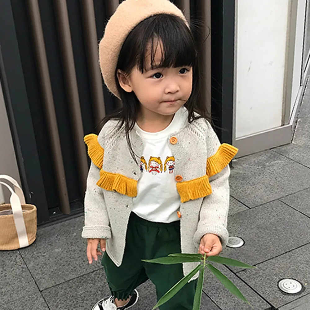 

Baby Girl Sweaters Cardigan Grey Long Sleeved Toddler Kids Knit Tops Autumn Outwear Newborn Bebe Jackets Coats Children Costumes