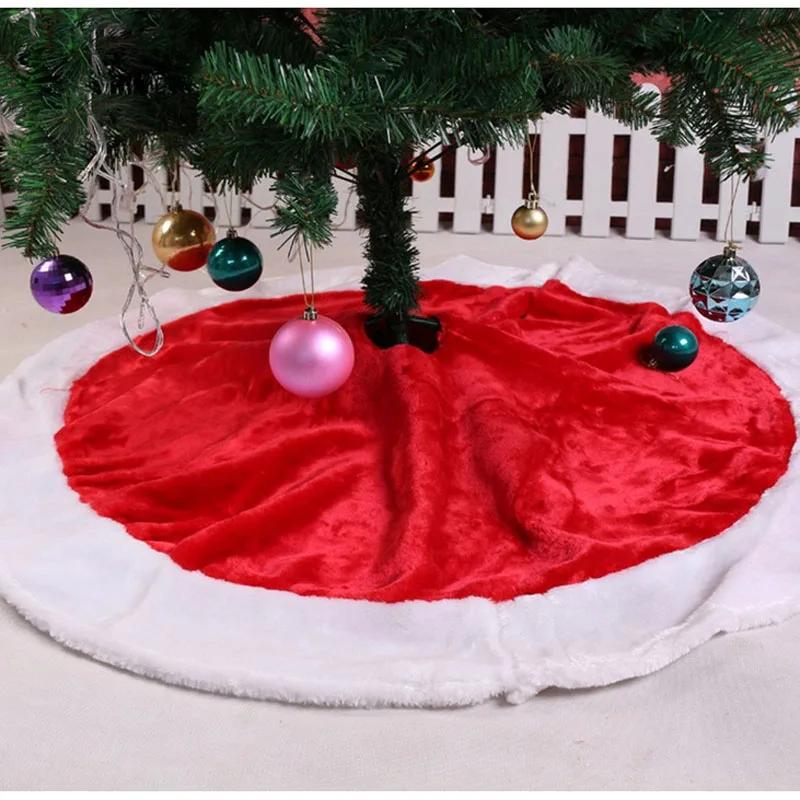 

5 pcs / lot 120CM red Christmas Tree Skirt Red White Xmas floor decor cloth Dress Carpet extra large christmas tree skirt natal