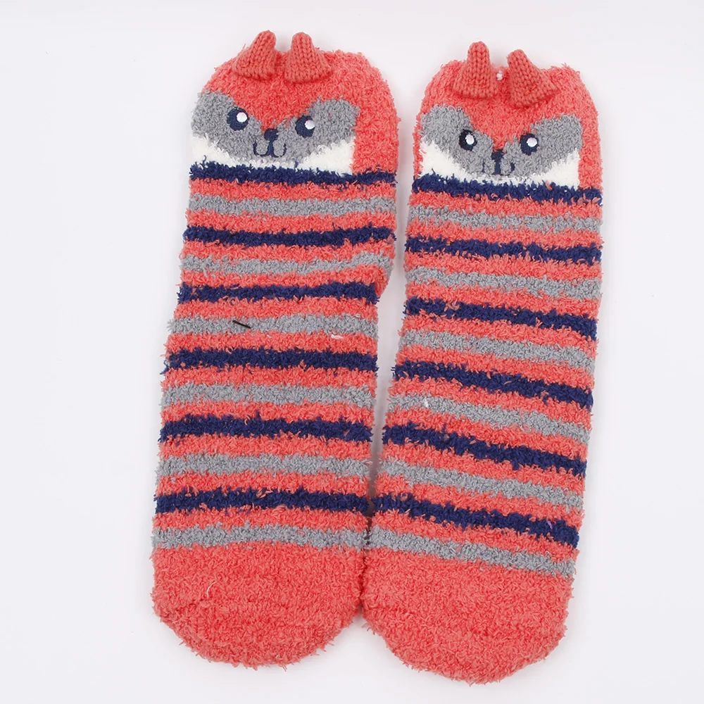 Christmas Gift 3D Design Fluffy Coral Velvet Thick Warm Socks For Women Towel Floor/Sleeping Sock Sox with Gift Box
