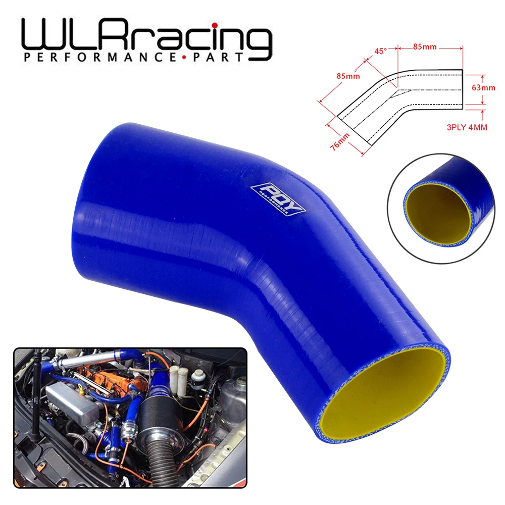 

Blue & Yellow 2.5"-3.0" 63mm-76mm 45 Degree Elbow Silicone Hose Pipe Intercooler Turbo Intake Pipe Coupler Hose WLR-SH4525030-QY