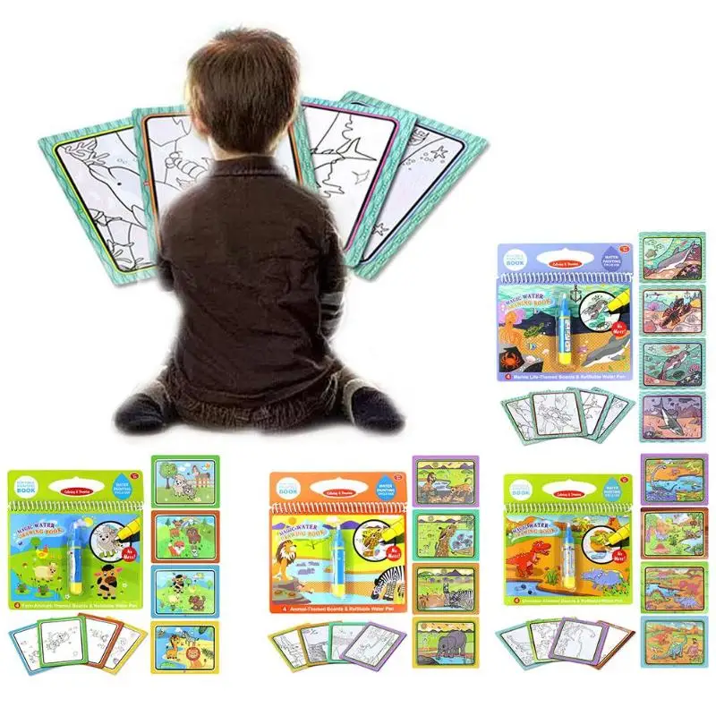 

Magic Water Painting Book with Pen Kids Reusable Coloring Boys Girls Writing Drawing Board Cardboard Educational Painting Toy