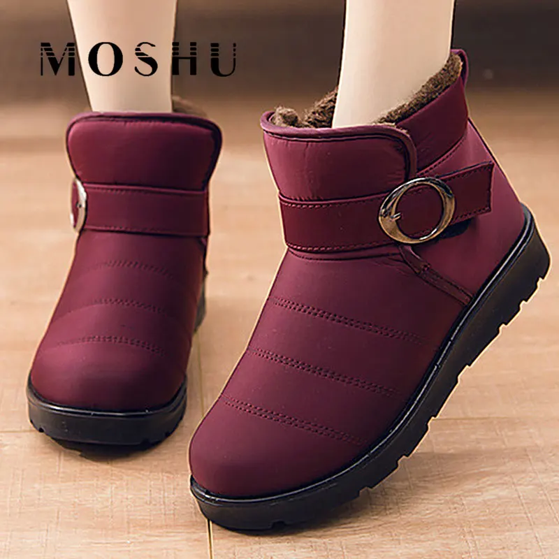 

Winter Women Snow Boots Keep Warm Waterproof Plush Insole Shoes Ladies Flat Slip on Antiskid Bottom Ankle Boots for Female