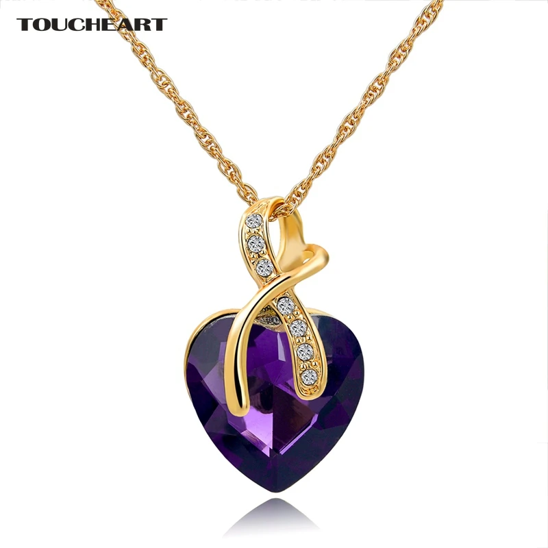 

TOUCHEART Austrian Crystal Heart Nenecklaces & Pendants For Women Gold Statement Necklace Maxi Ethnic Jewelry Bijouterie