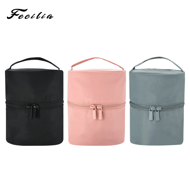 

Fecilia Portable Cylinder Cosmetic Bag & Case Travel Make Up Storage Bags Box Wash Toiletry Wash Organizer For Women Girl