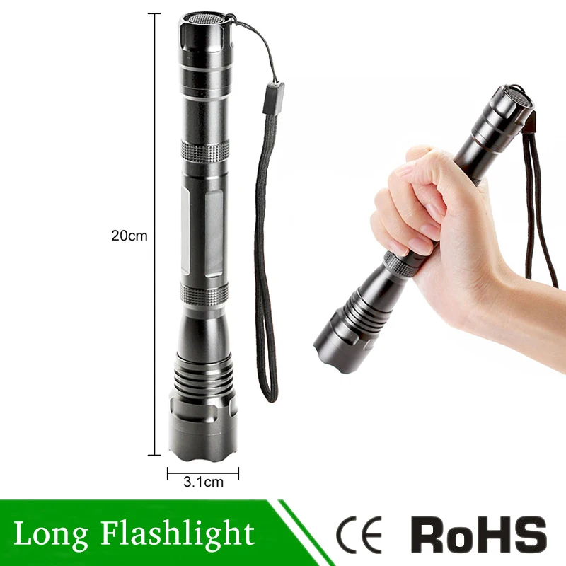 Super Bright LED Long Flashlight Hunting Torch Light Outdoor Waterproof For Self Defense Camping Partol torche zaklamp | Лампы и