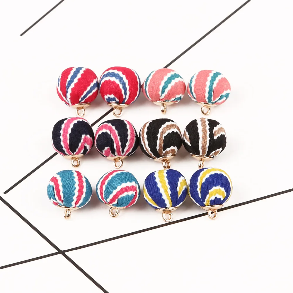 

Colorful Stripe Circular Pierced Buttons 13mm 10pc Cloth Beads DIY Button Materials For Garment Bags Crafts Decoration