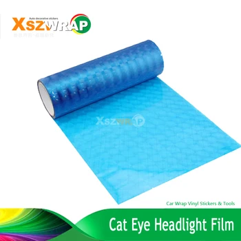 

0.3x9m/Roll Light Blue Cat Eye Headlight Film Car Light Tint Film Motorcycle Headlight Taillight Film Car Styling