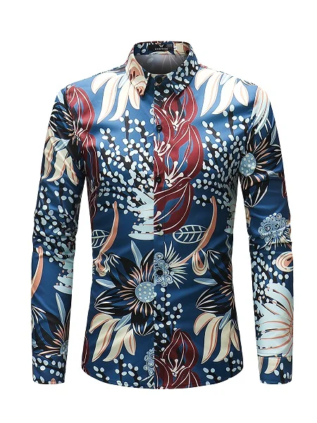 Men Flower Shirts Long Sleeve Shirts Slim Fit Men 3D Printed Shirts Spring Autumn Casual Hawaiian Shirts for Mens Clothing - Цвет: CS38