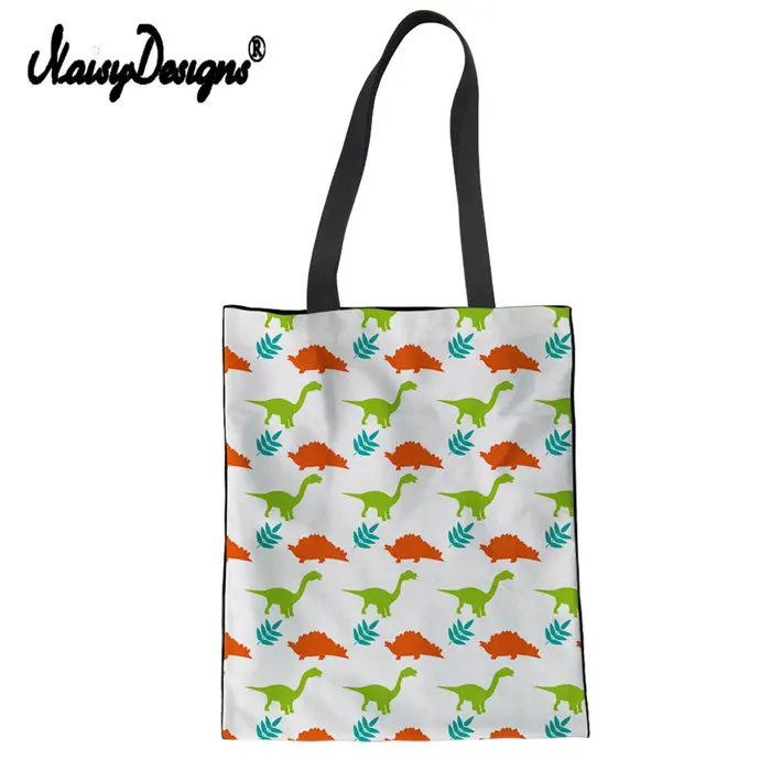 Бесшумные дизайнерские женские парусиновые прямоугольные сумки с принтом динозавра экологический многоразовый кошелек для покупок большая женская сумка через плечо Bolsa Feminina - Цвет: LMJ0333Z22