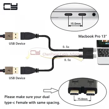 

Dual USB 3.1 Type-C to 3.0 A Female OTG Data Cable for New 13 inch Macbook Pro Cable