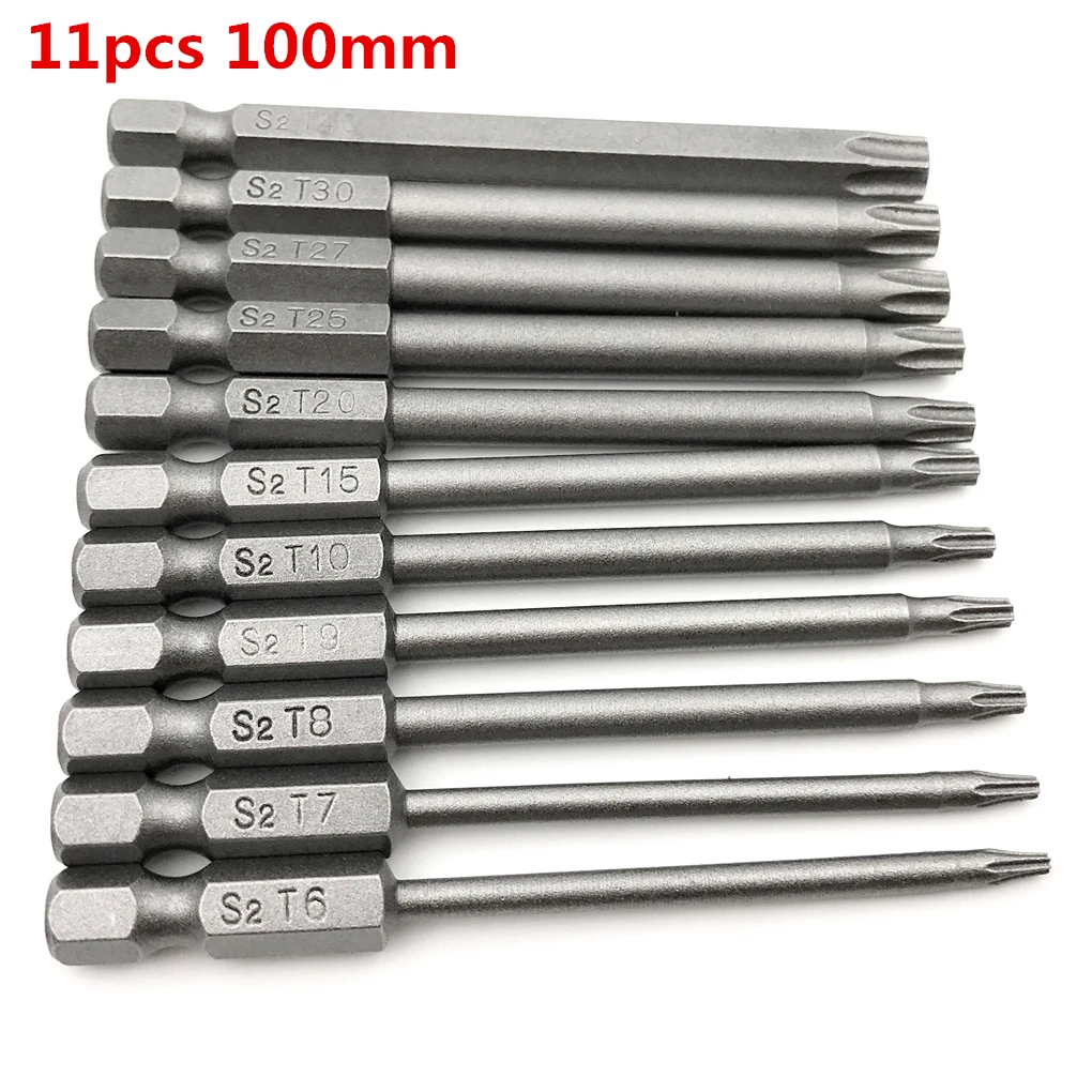 

11pcs 100mm S2 Steel Hex Shank Magnetic Plum Type Head Drill Screwdriver Set Bits Hand Tools Screw Driver Screwdrivers Kit