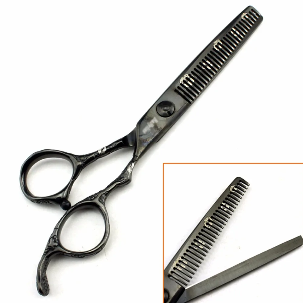 

5.5" Inch Thinning Scissors Lip Print Hairdressing Barber Tool Black Plum Handle