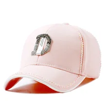 Для женщин бейсболка с надписью вышивка открытый для девочек спортивные бейсболки женские со стразами Регулируемый головной убор летние панамки Casquette CP0348