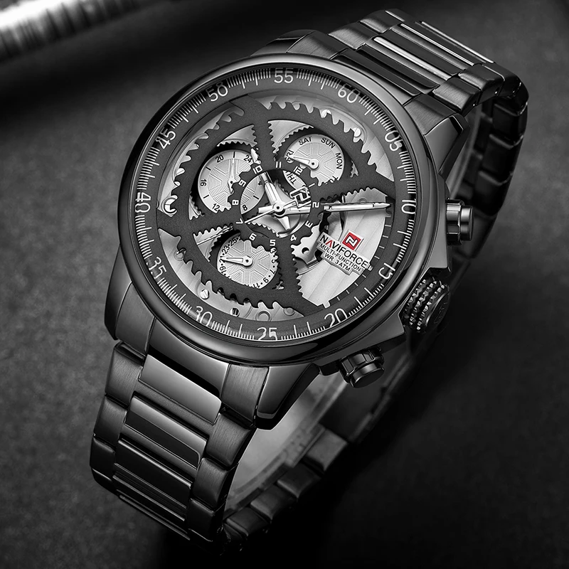 Часы наручные NAVIFORCE Мужские кварцевые роскошные Брендовые спортивные