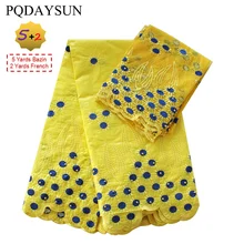 

PQDAYSUN High Quality bazin Riche Getzner with Beads 2017 Latest African bazin Riche Fabric 5 Yard+2 Yard / Piece For Wedding