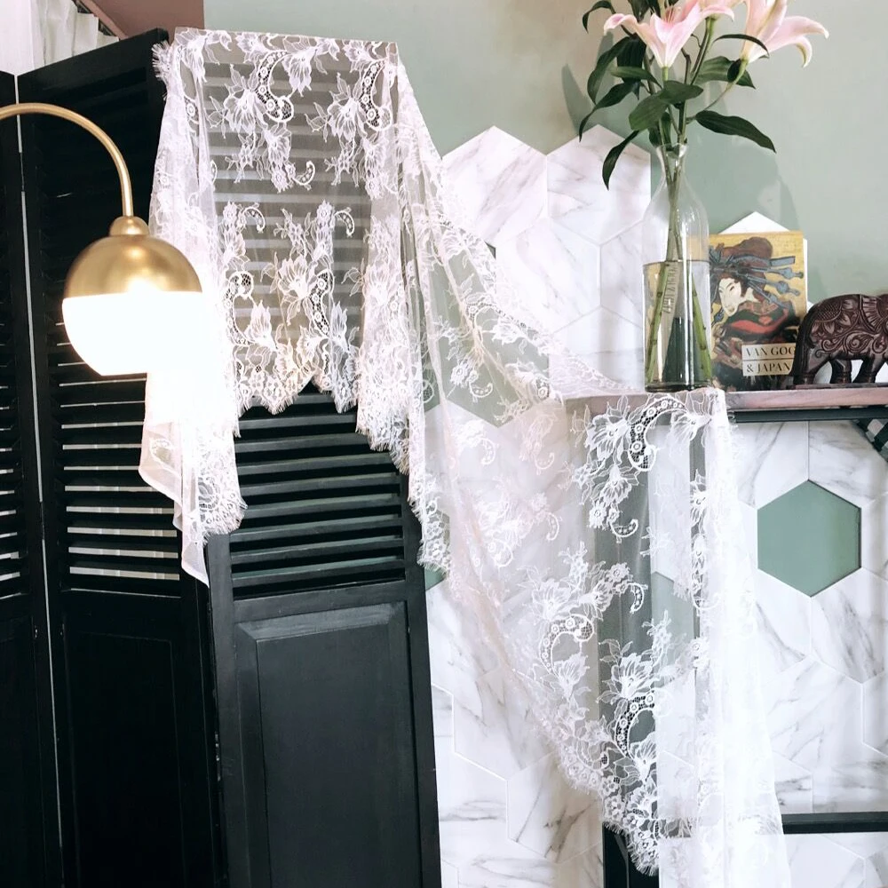 75x300CM Wedding Table Runner White Lace Table Runner Floral Table Cloth Boho For Wedding PartyChristmas Table Decoration Home  (5)