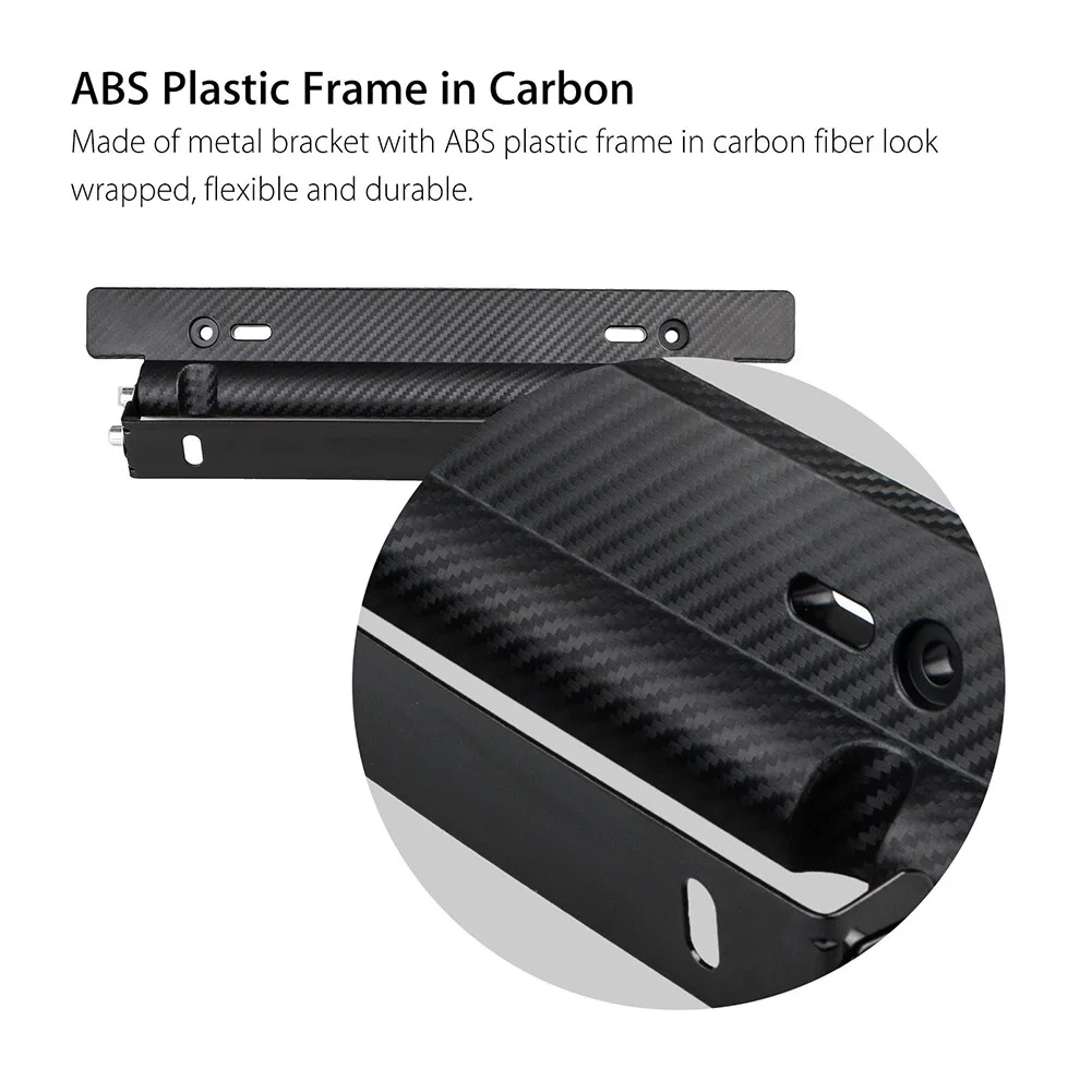 Universal Adjustable Carbon Fiber Pattern Car Racing License Plate Frame Holder Bracket VS998 - Цвет: Черный