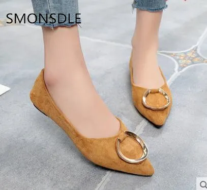 

SMONSDLE 2019 new shallow mouth pointed flat women's shoes Korean version of the wild single shoes women