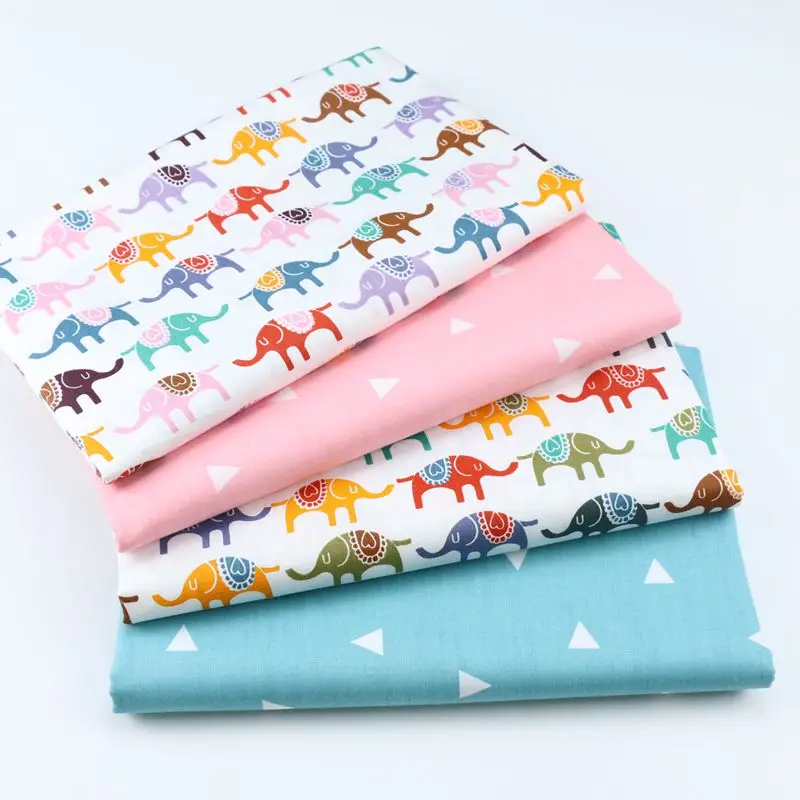 Слон Принт Ткань Ребенок Хлопок Саржа Ткань Лоскутная Текстиль Хлопок Ткань DIY Швейные Стеганые Постельные Принадлежности Одеяло Пальто Материал