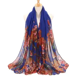 Для женщин мода цветы набивной платок Женская бандана хлопковый шарф плотная обёрточная бумага элегантный оголовье Лен Hijabs шарфы для Bufanda