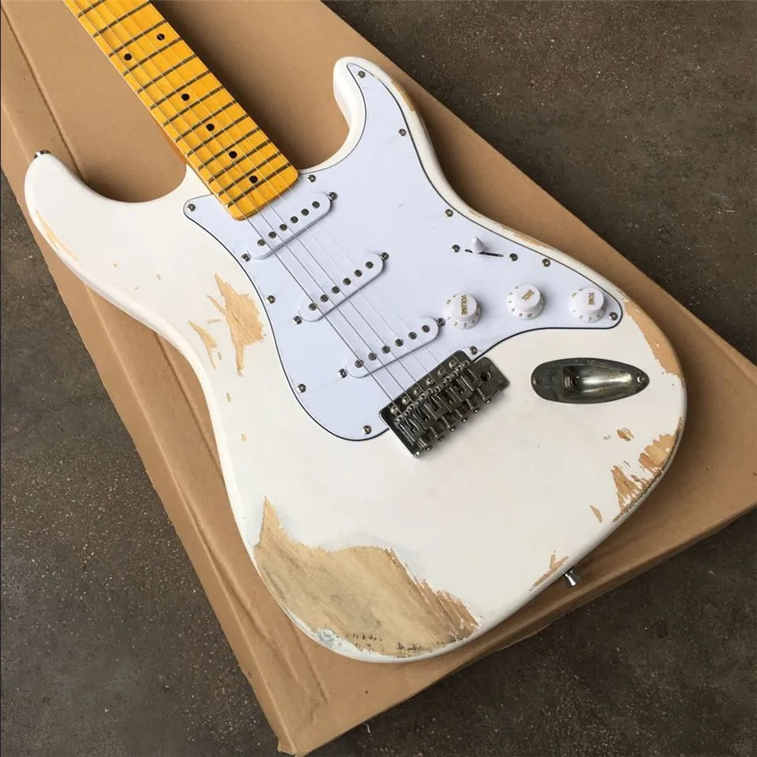 

Retro ST Electric Guitar Rosewood Fingerboard High Quality White Musical Instrument Free Shipping