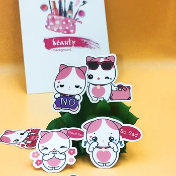 

20 / 40pcs Pink Sweet Cute Kitten Cartoon Sticker Notebook Skateboard Bicycle DIY Mobile Phone Waterproof Sticker