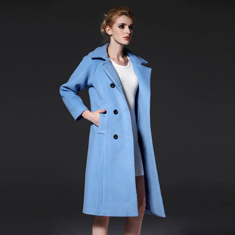 2017 Fashion Women Trench Woolen Coat Winter Slim Long Overcoat New