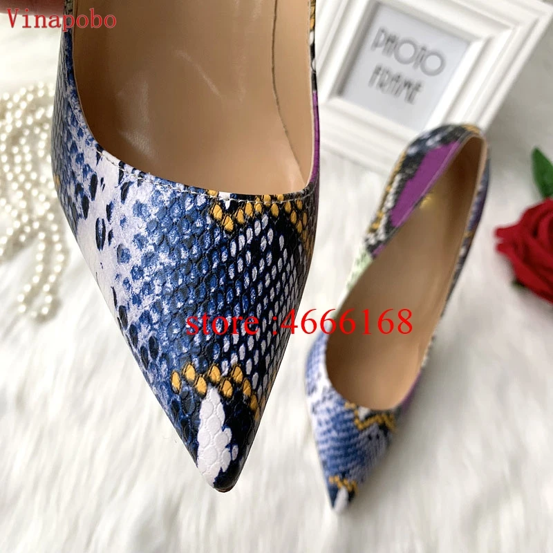 Vinapobo/Лидер продаж года, женские туфли-лодочки, модные пикантные туфли на высоком каблуке, свадебные туфли высокого качества со змеиным узором на высоком каблуке