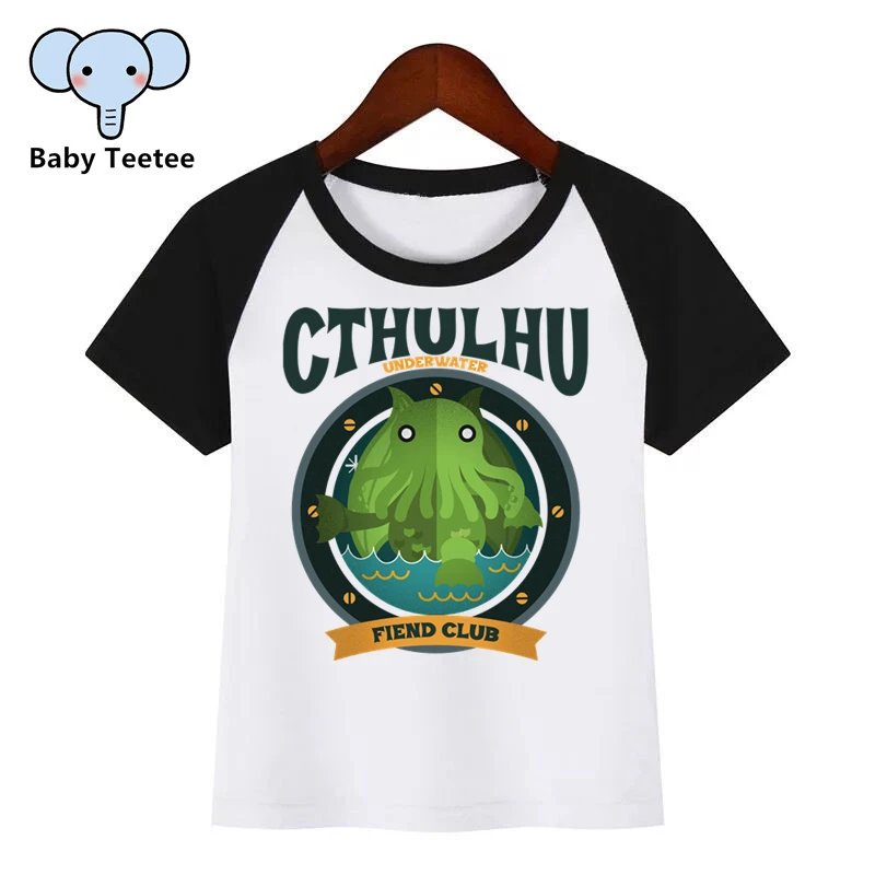 Детская футболка с круглым вырезом и рисунком; Cthulhu футболки; летние топы; детская футболка для девочек; Одежда для мальчиков и девочек