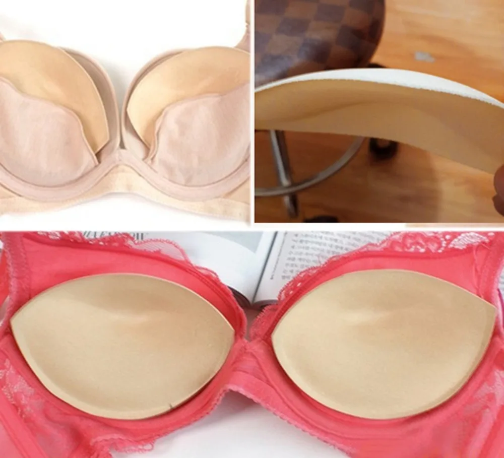 

2018 1pair Sponge Inserts Bra Pads Push Up Silicone Bra Pad Nipple Cover Breast Enhancer Suitable for Swimsuit Bikini Padding
