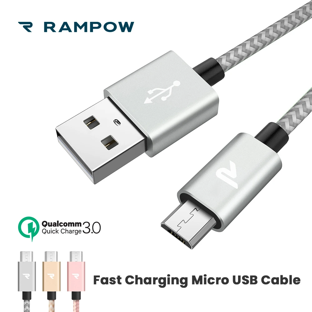 

[Lifetime Warranty] RAMPOW 5V/2.4A Fast Charge Micro USB Cable for Samsung S7, 480Mbps Data Cord QC3.0 USB Cable for Kindle/PS4