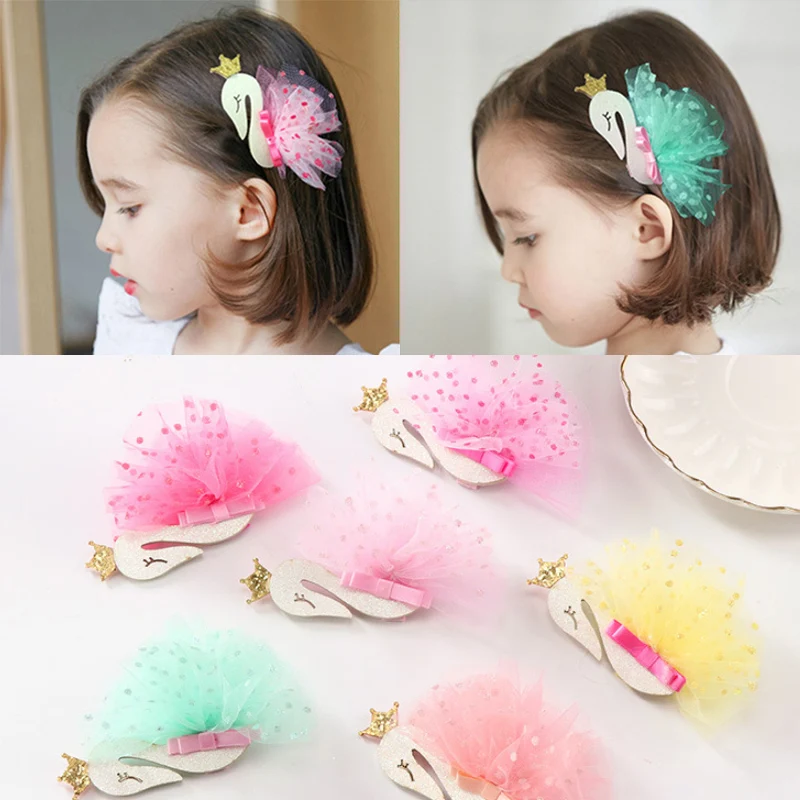 

Cygnus Flamingo With Sequin Crown Hair Clips Hairpins Girls 1PC Swan Headdress Princess Tiaras Kids Children Mesh Yarn