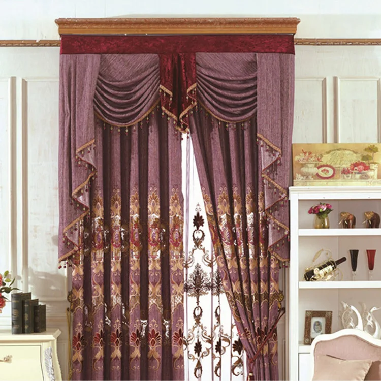 

European Chenille Embroidery Half Shading Curtains for Living Dining Room Bedroom.