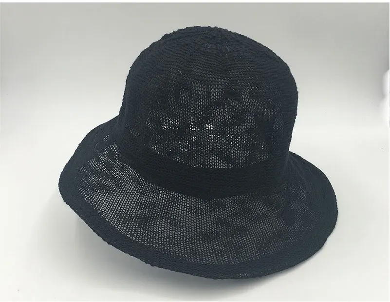 bucket hat women bucket hat black white polyester Bucket Hats (20)