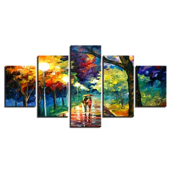

Painting Home Decor Poster Wall Modular Frame Art Modern Picture 5 Panel Tree Landscape Print On Road Canvas For Living Room
