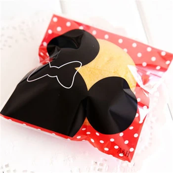 

200pcs Cookie Candy Sweets For You Mouse Bakery Cartoon Bottle Pattern Self Adhesive Bakery Candy Plastic Bag