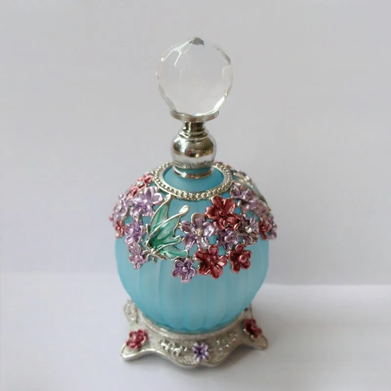 30ml Perfume Essential Oil Vintage Empty Refillable Bottle Graven Metal