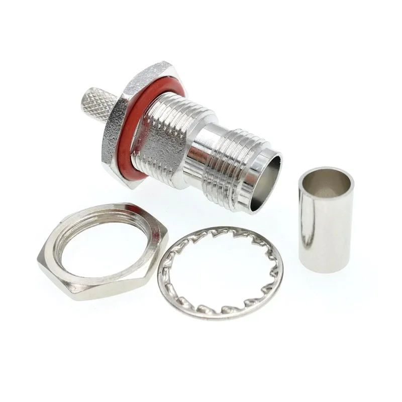 TNC Female Jack Bulkhead O-ring Crimp For RG58 LMR195 RG142 RG400 Cable RF Coaxial Connector (4)